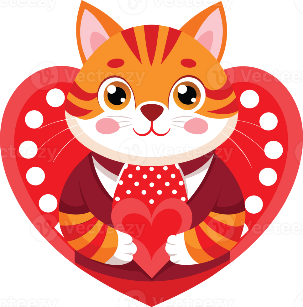 cute cat on valentine's day png