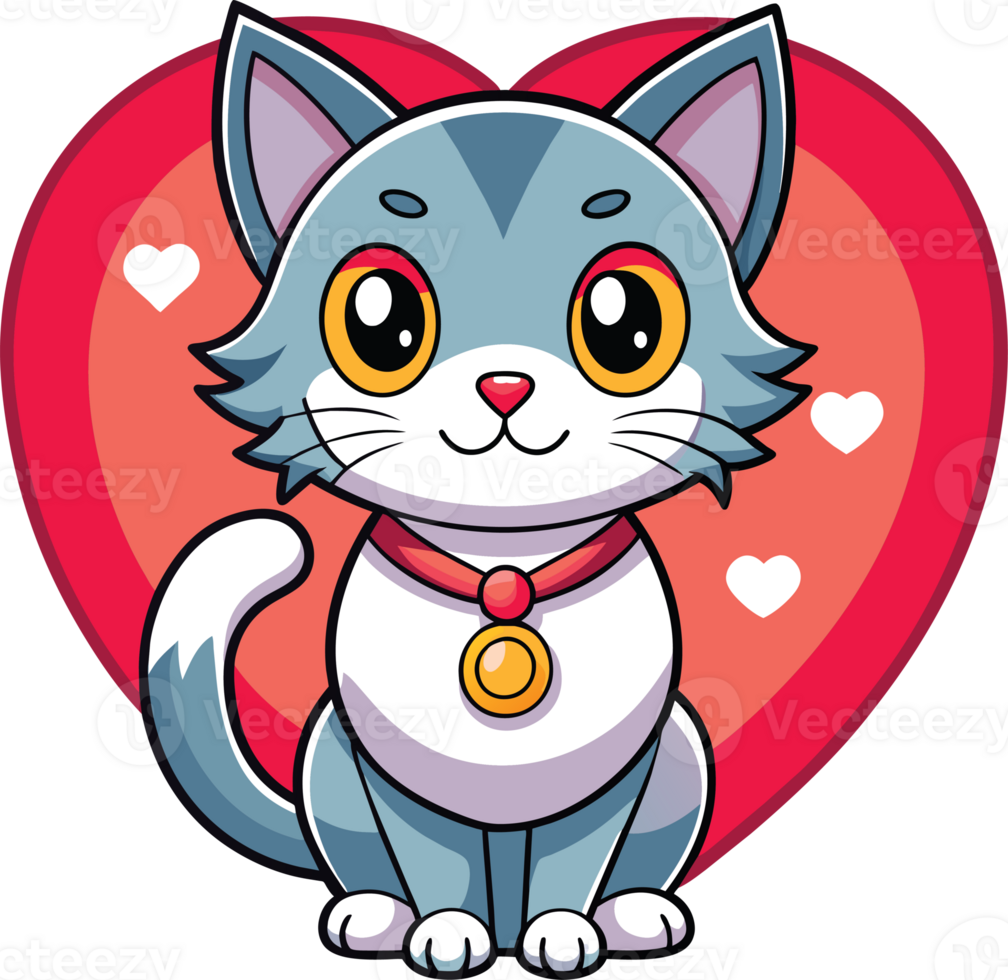 cute cat on valentine's day png