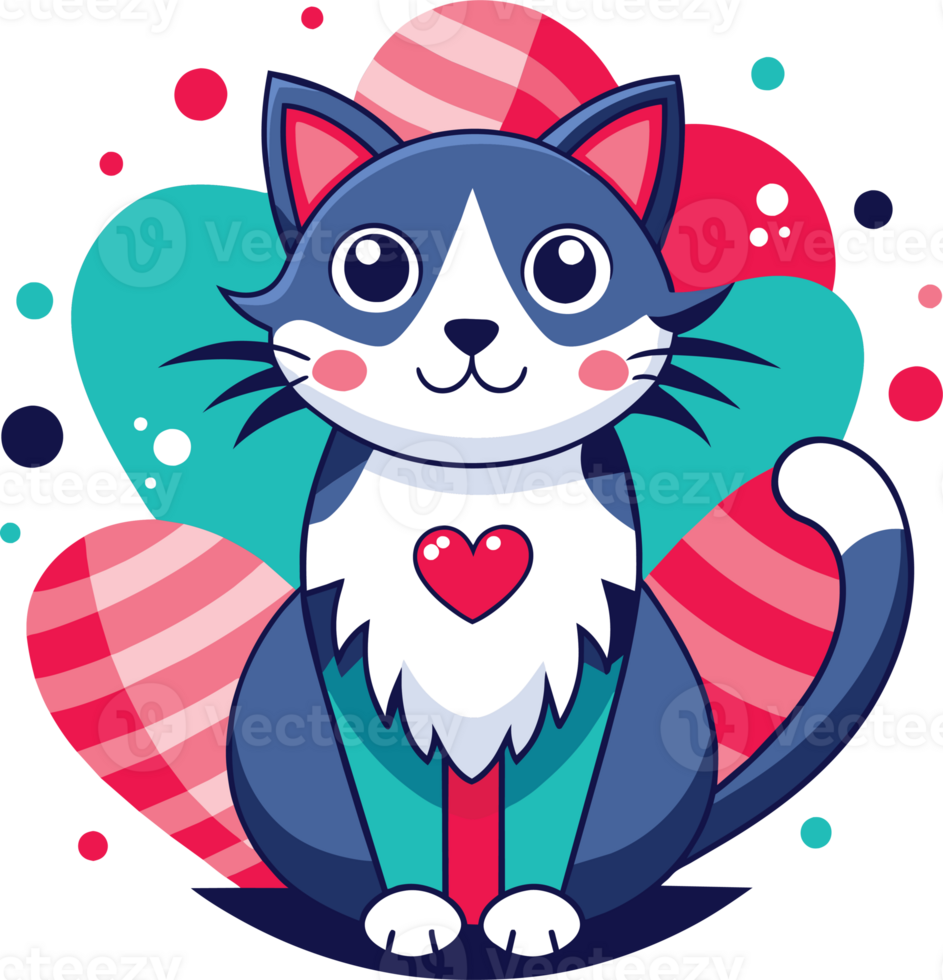 cute cat on valentine's day png