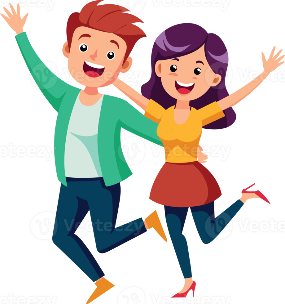 The man and woman were making happy gestures. png