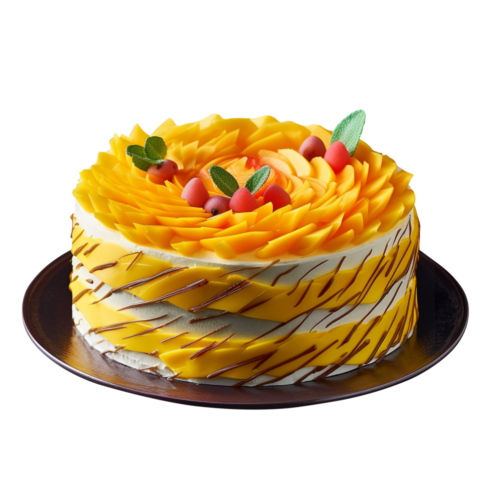 AI generated Mango cake isolated on png background