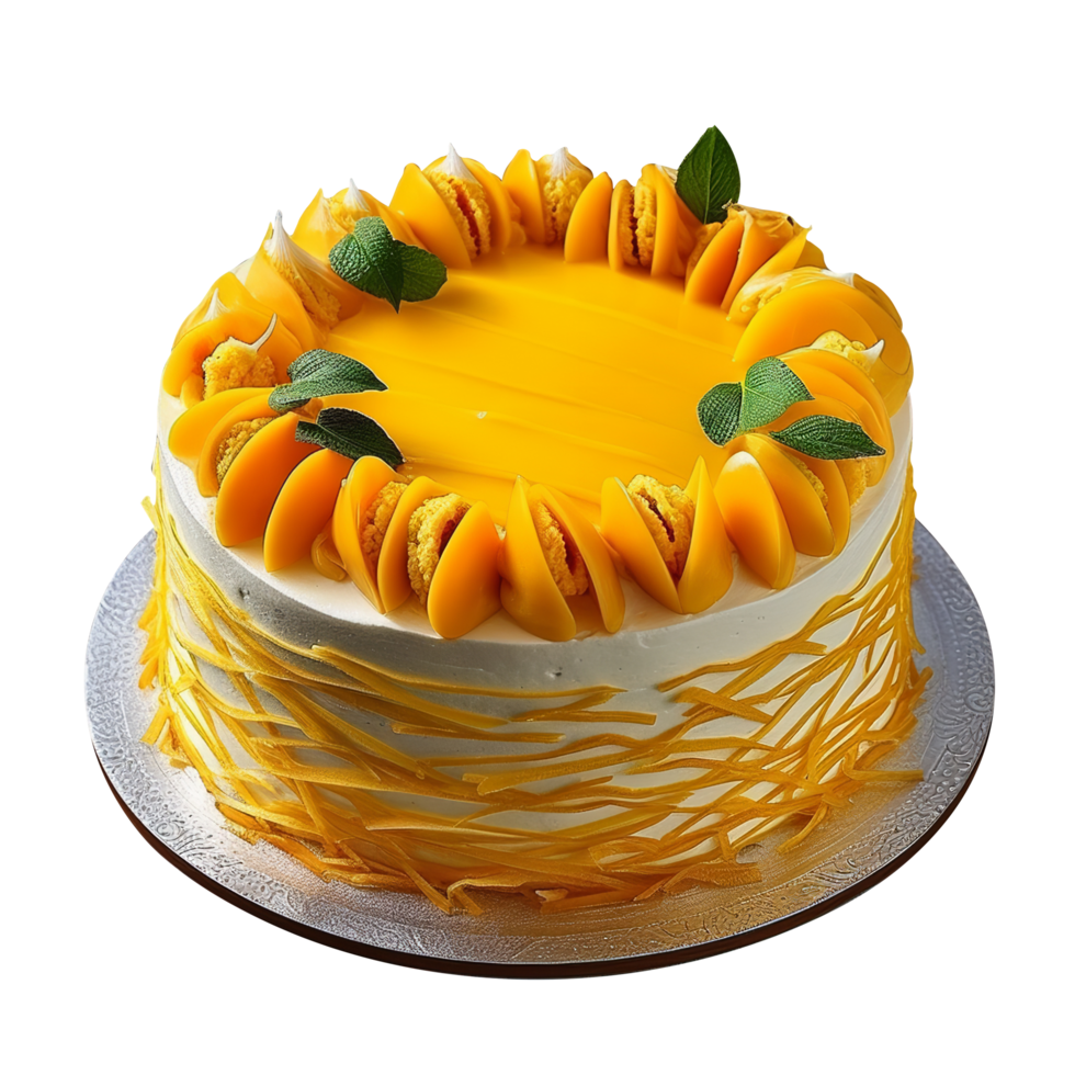 AI generated Mango cake isolated on png background
