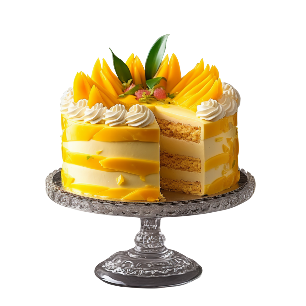 AI generated Mango cake isolated on png background