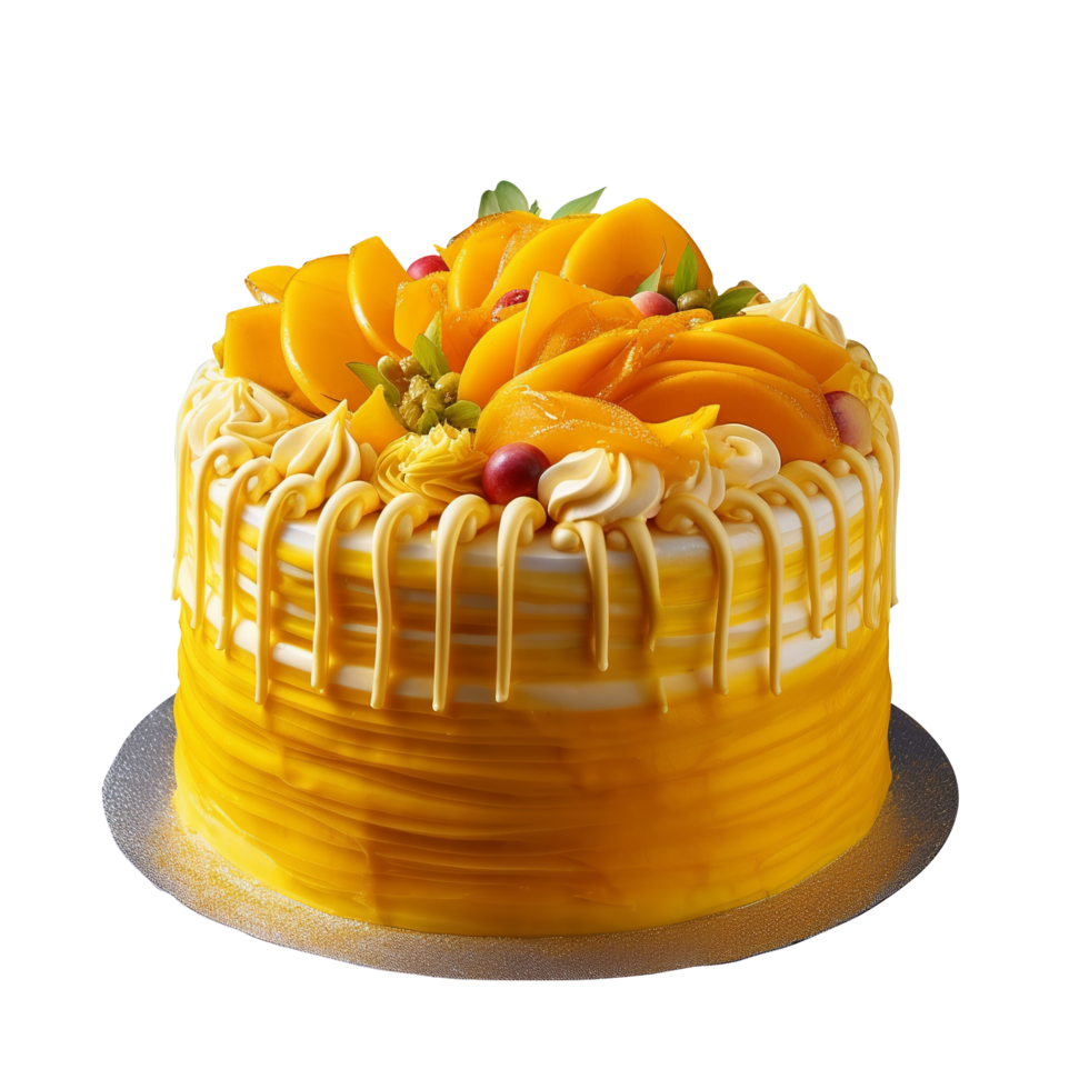 AI generated Mango cake isolated on png background