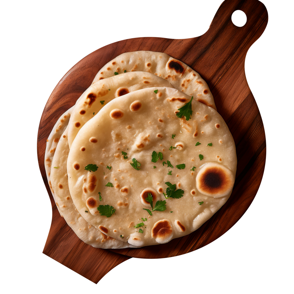 AI generated Indian naan bread isolated on png  background