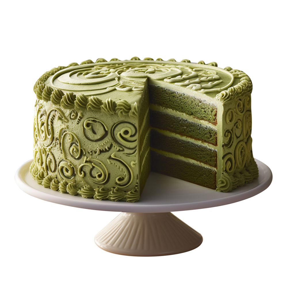 AI generated Matcha green tea cake isolated on png background 39106423 PNG