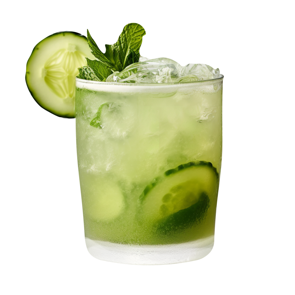 AI generated Cucumber and mint drink isolated on png background