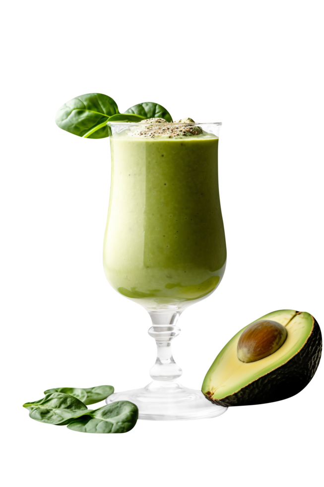 AI generated Avocado Spinach smoothie isolated on png background