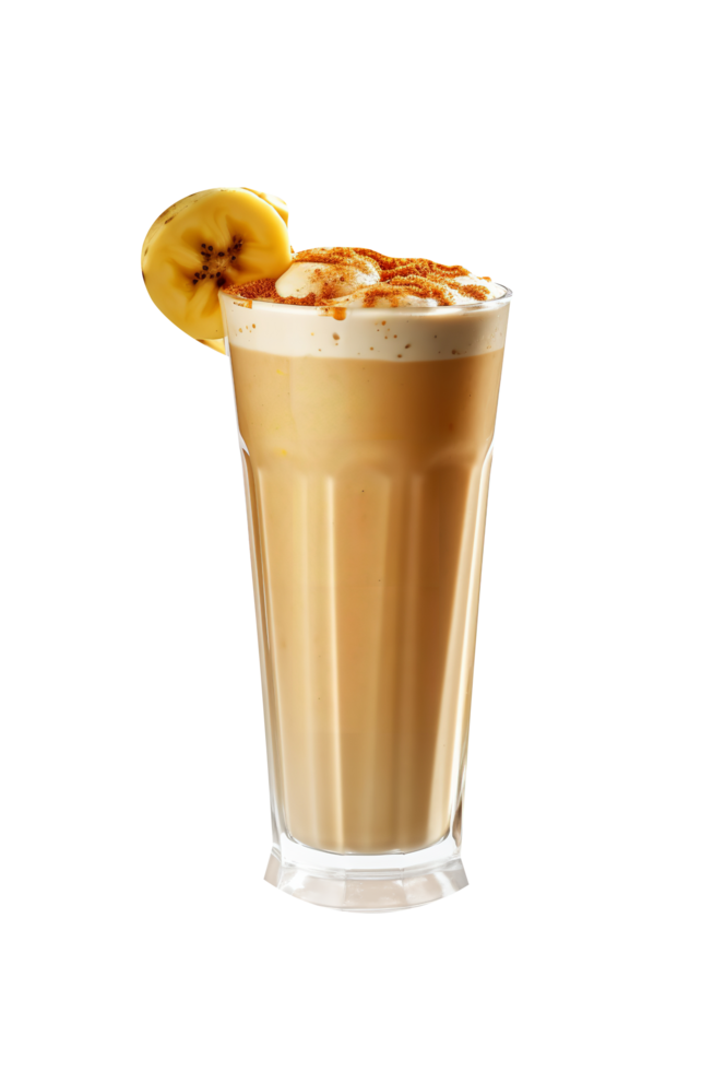 AI generated Banana peanut butter smoothie isolated on png background