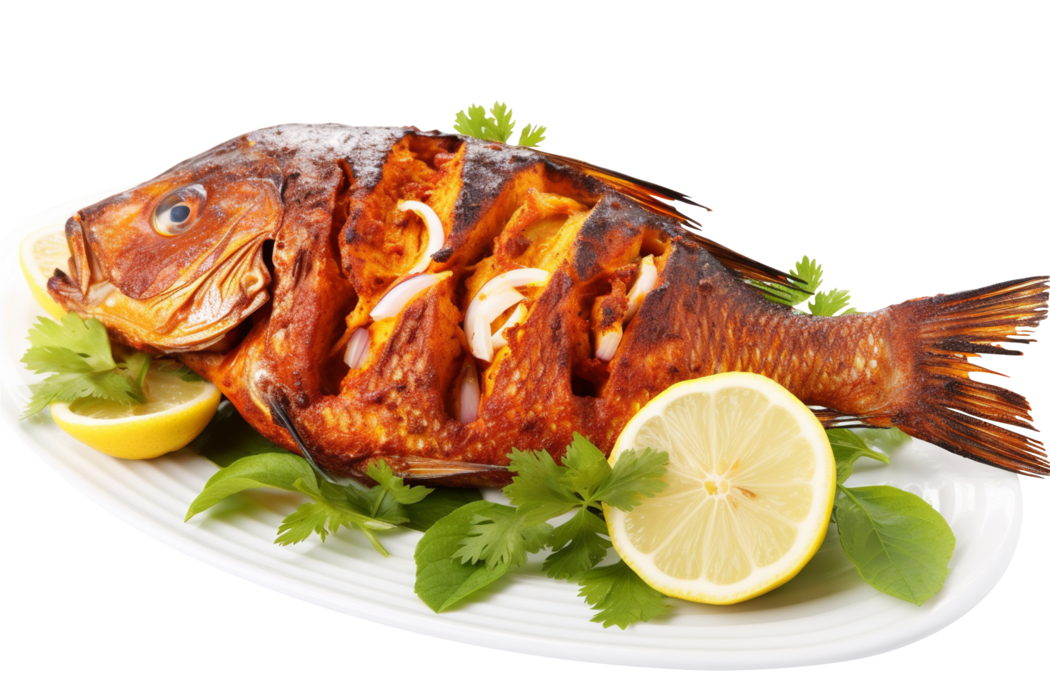 Roasted fish isolated on background png