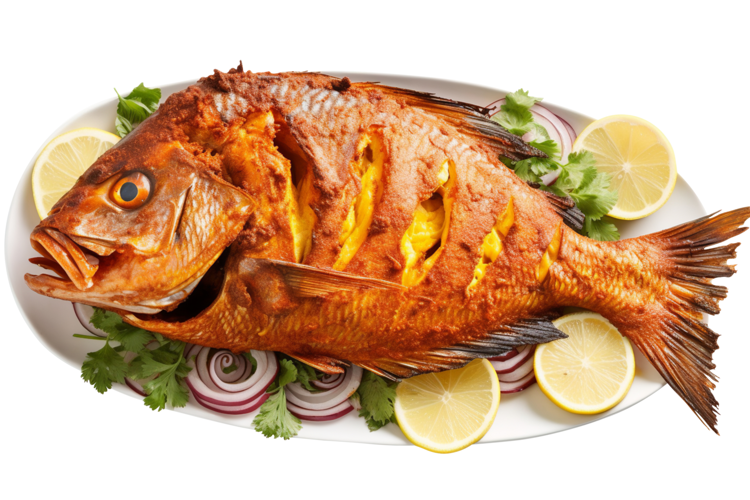 AI generated Roasted fish isolated on png background