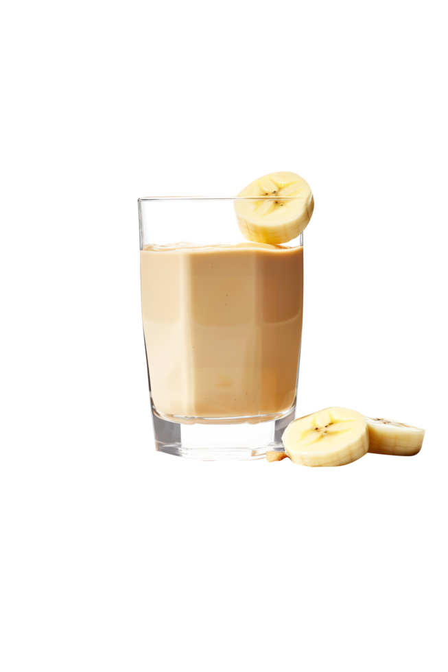 AI generated Banana peanut butter smoothie isolated on png background