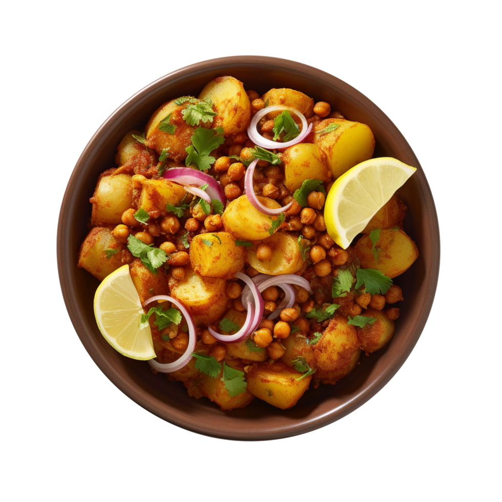 AI generated Aalu chana chat isolated on png background