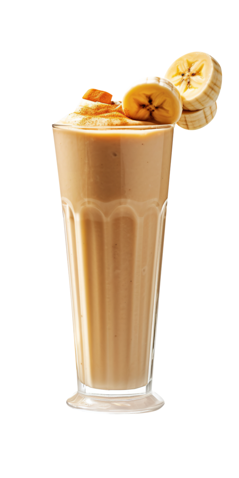 AI generated Banana peanut butter smoothie isolated on png background