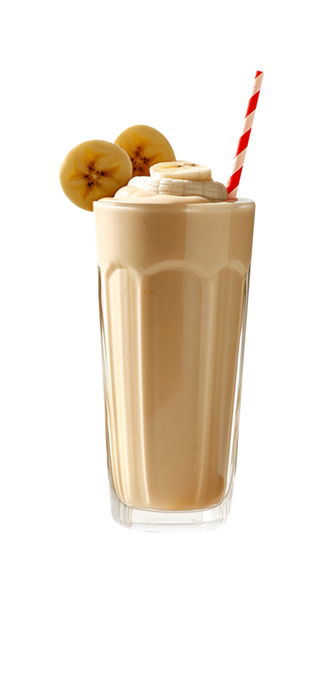 AI generated Banana peanut butter smoothie isolated on png background