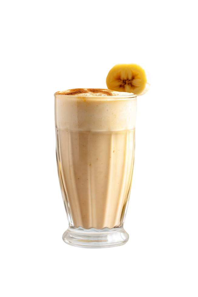 AI generated Banana peanut butter smoothie isolated on png background