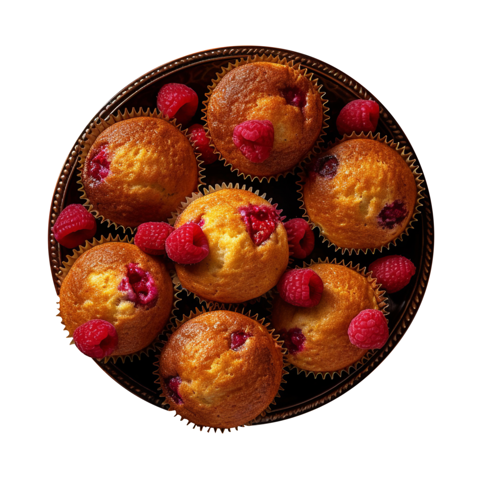 Raspberry muffin isolated on background png