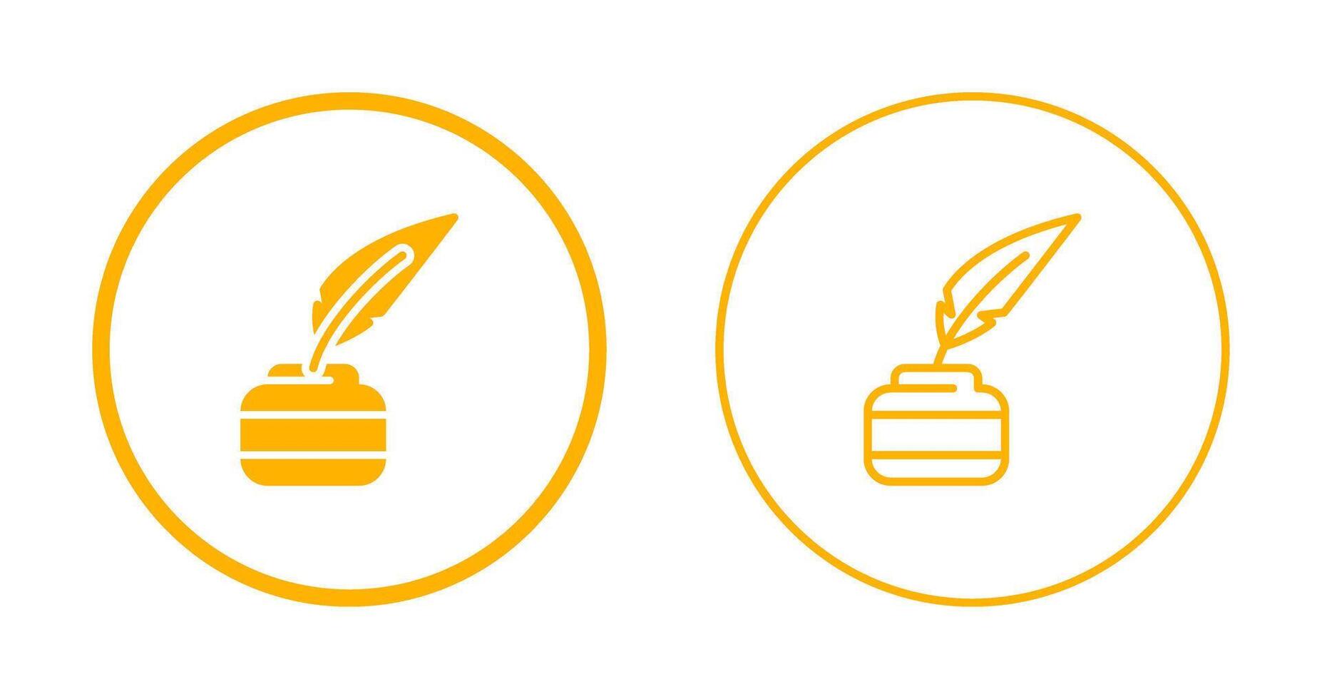 Quill pen with inkwell Vector Icon