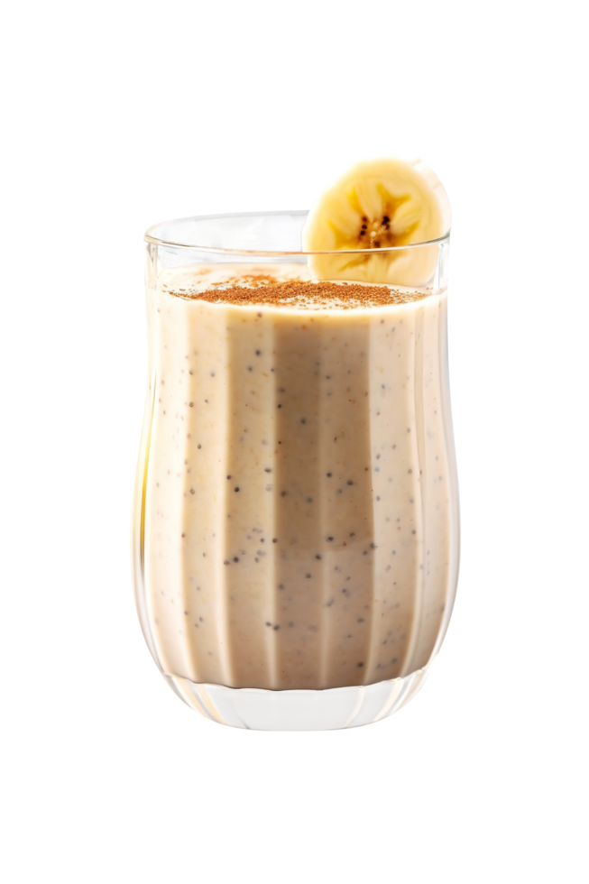 AI generated Banana peanut butter smoothie isolated on png background