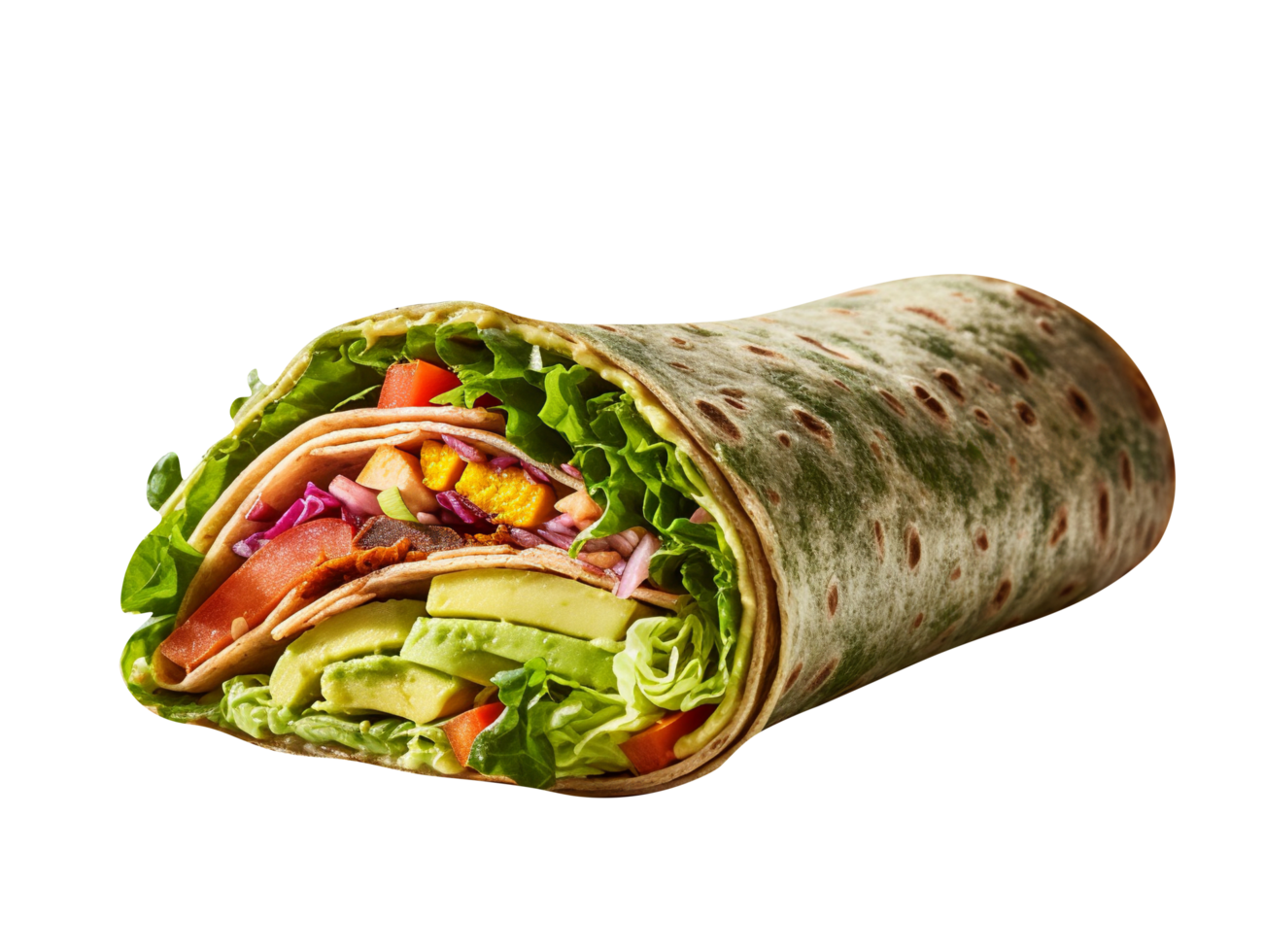 Color full Veggie Wrap isolated on background png