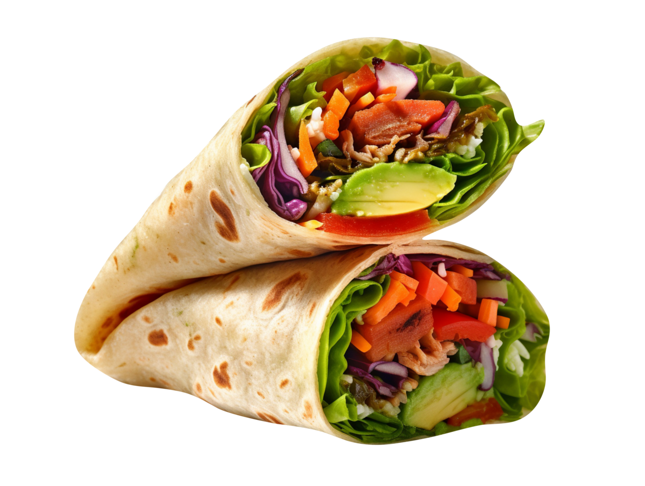 Color full Veggie Wrap isolated on background png
