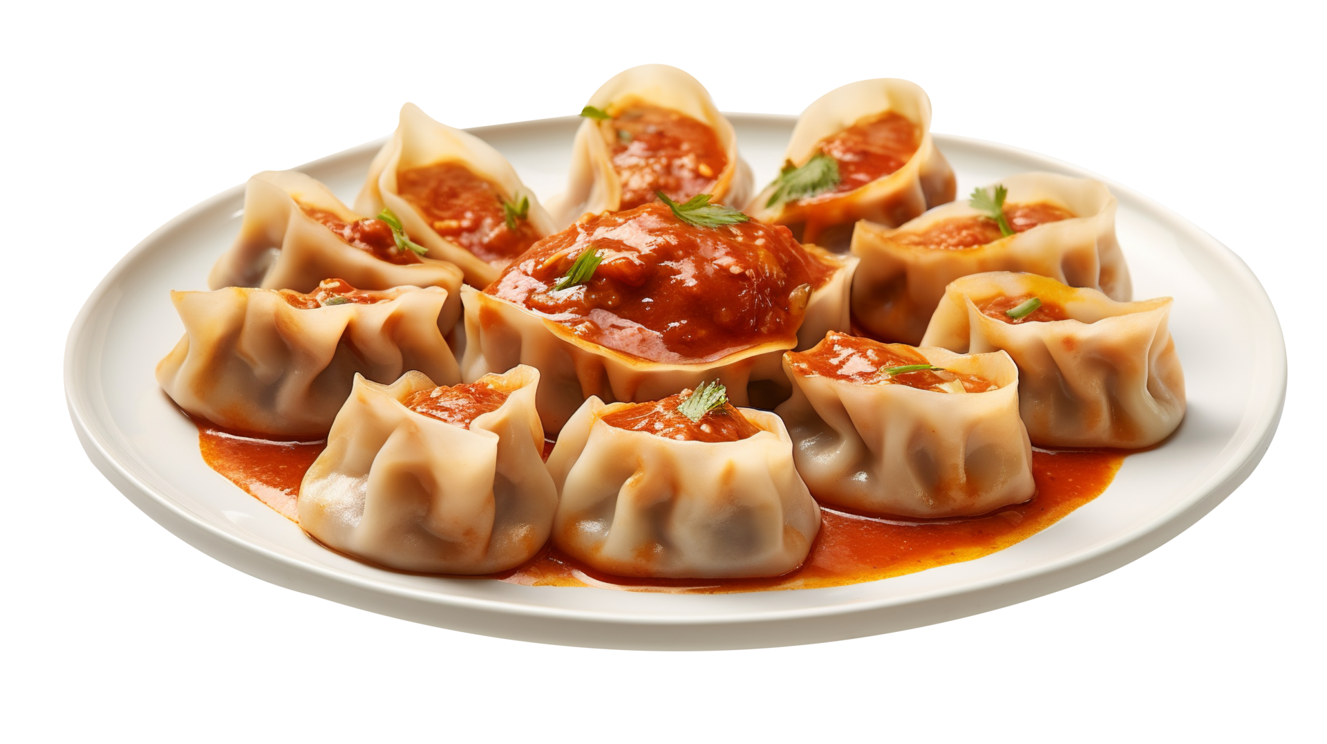 A plate of steaming hot Momos isolated on background 39113080 PNG