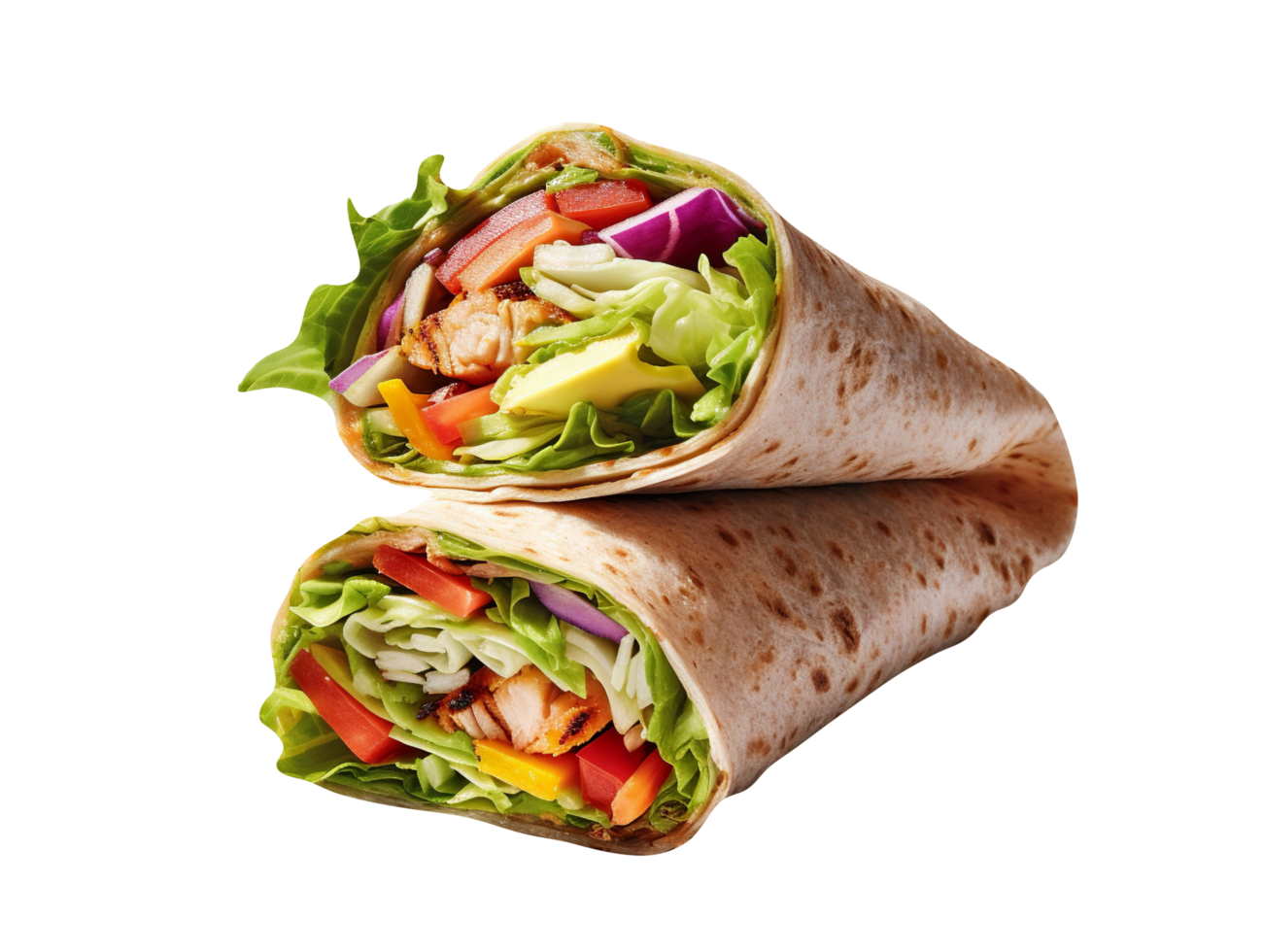 Color full Veggie Wrap isolated on background png