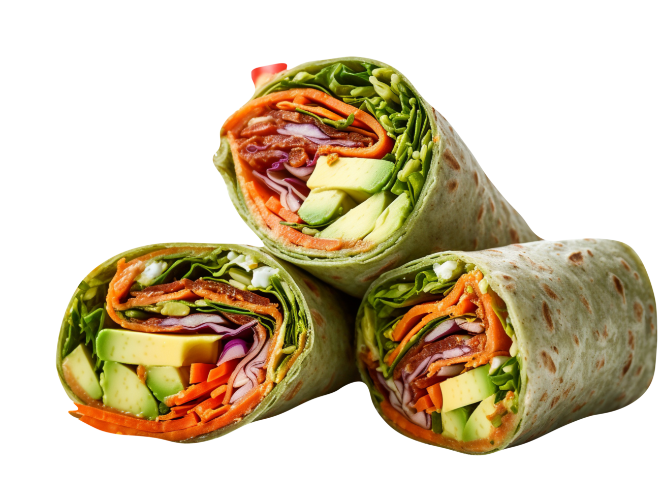 Color full Veggie Wrap isolated on background png