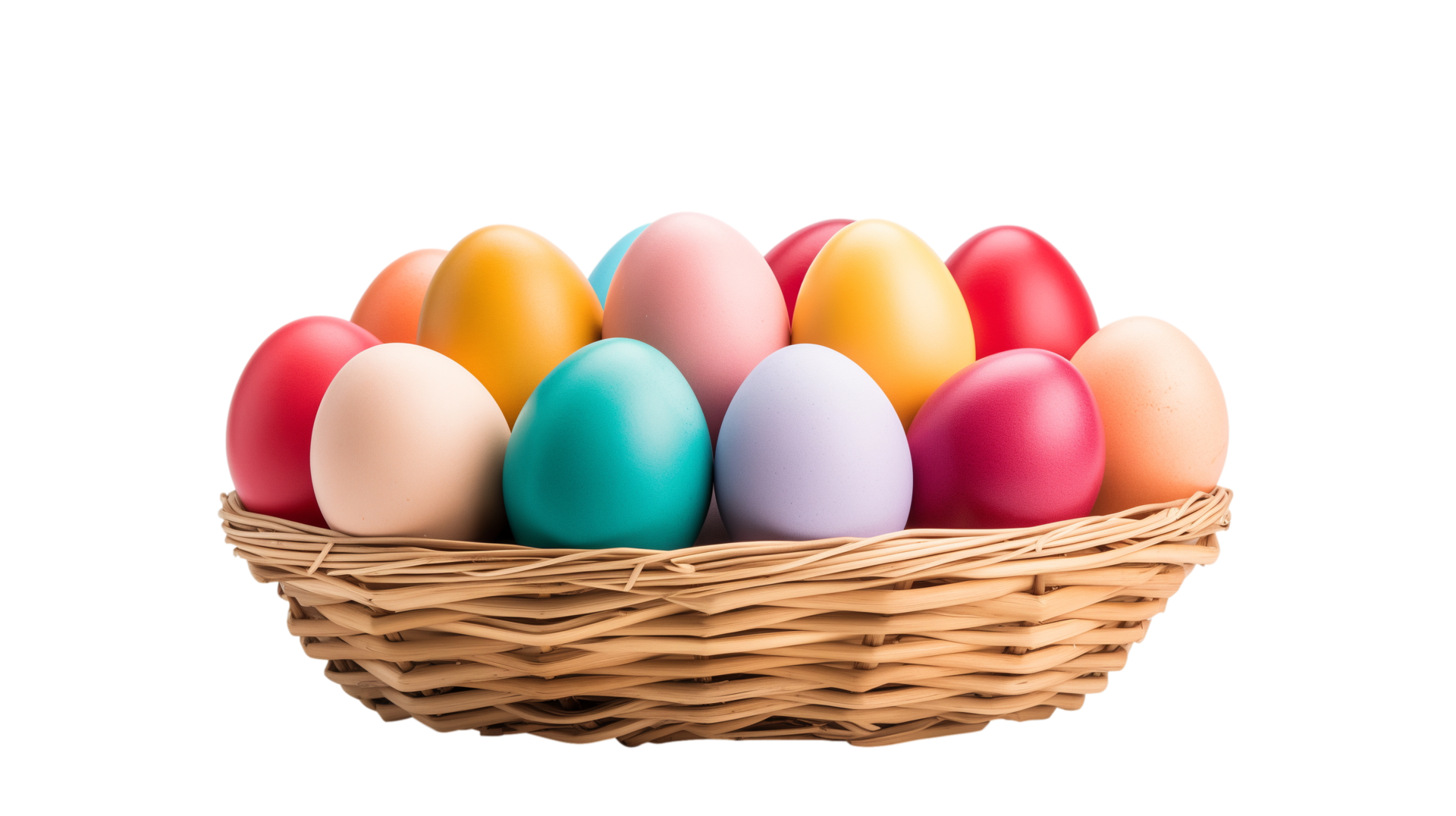 AI generated Happy Easter Eggs in Basket isolated on a transparent