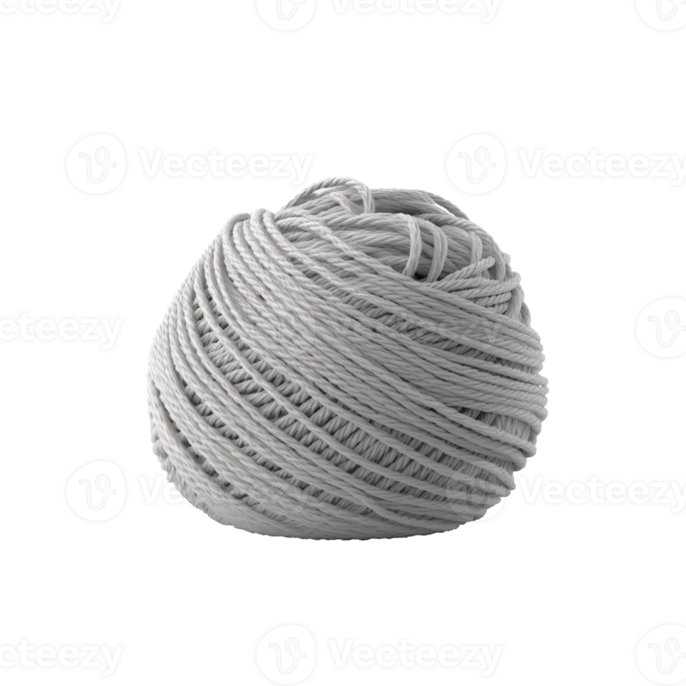 AI generated Grey Knitting wool. Ball of wool. Yarn ball. isolated on a transparent background. png
