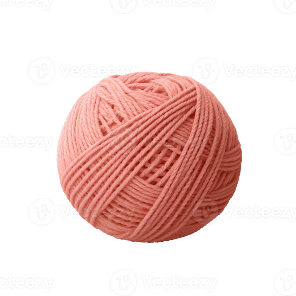 AI generated Peach Fuzz Knitting wool. Ball of wool. Yarn ball. isolated on a transparent background. png