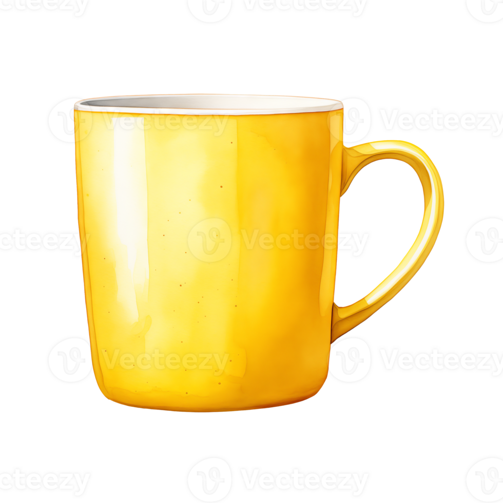 AI generated Watercolor Yellow Mug isolated on a transparent background. png