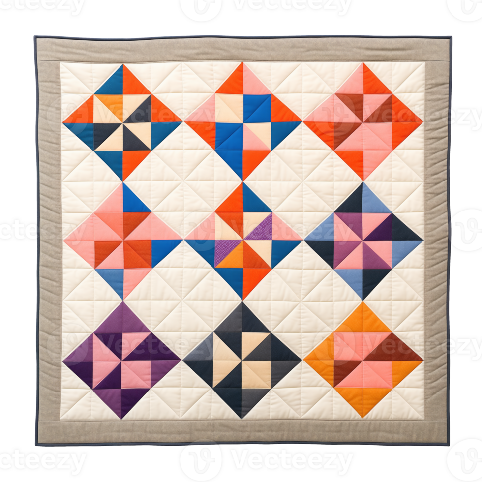 AI generated Quilt. Scandinavian modern minimalist style. Transparent background, isolated image. png