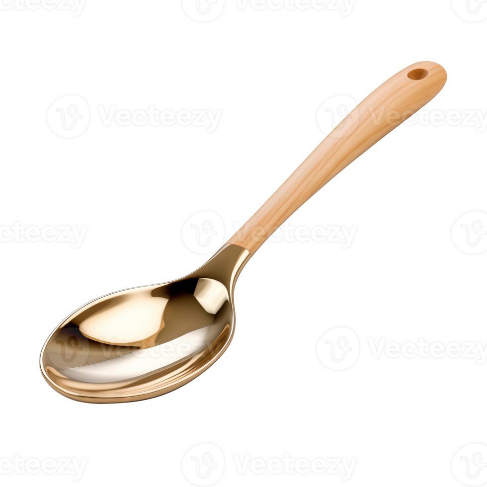 AI generated Spoon Golden Wooden isolated on a transparent background. png