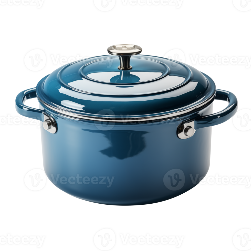 AI generated Blue Dutch oven. Scandinavian modern minimalist style. Transparent background, isolated image. png
