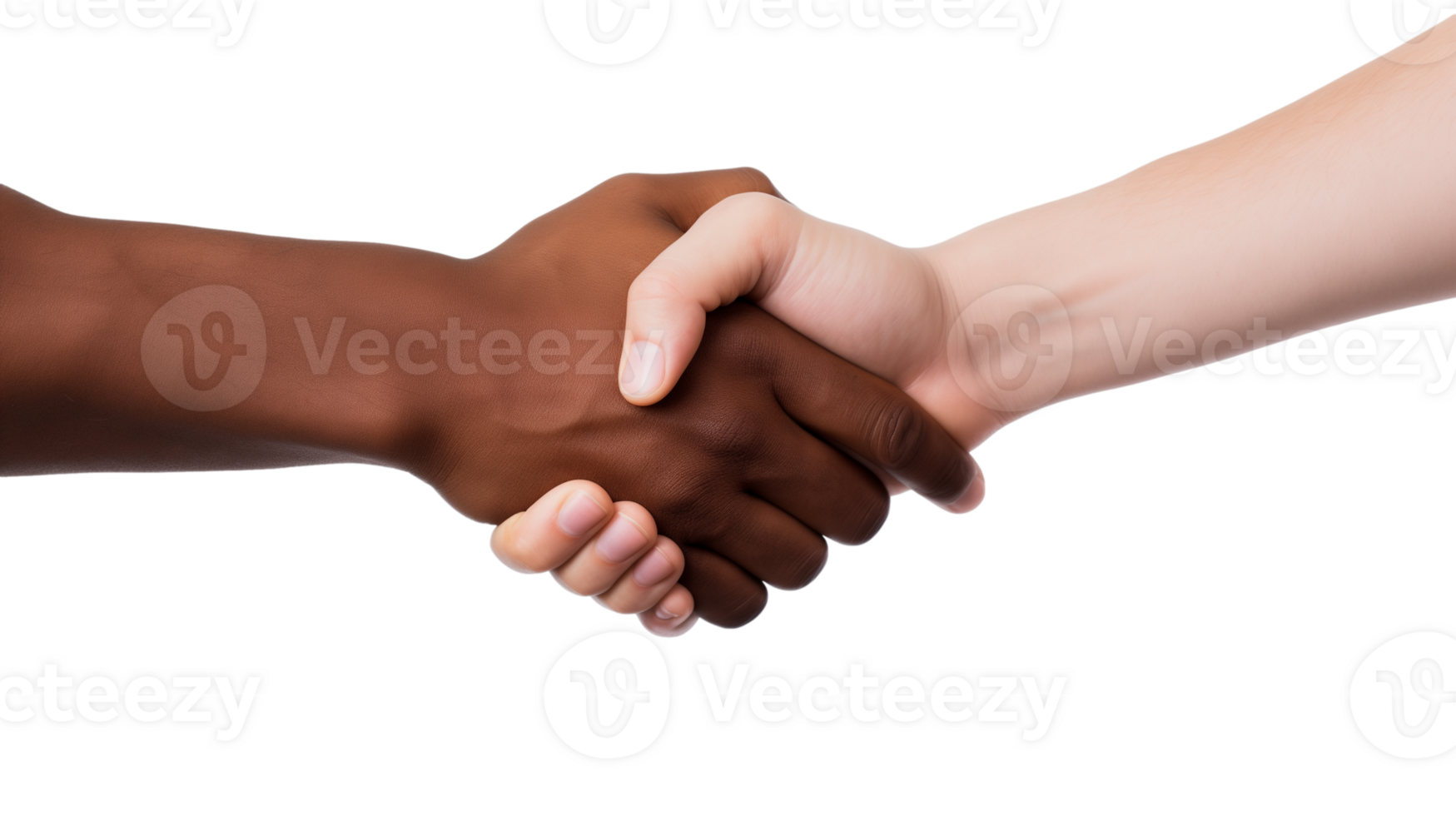 AI generated Black and White hand handshake isolated on a transparent background. png