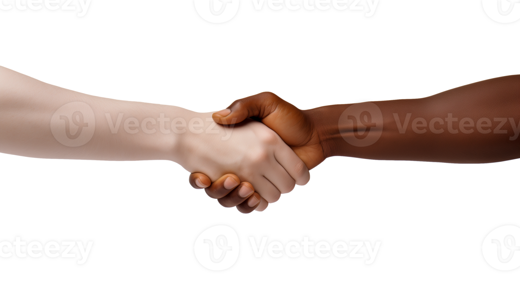 AI generated Black and White hand handshake isolated on a transparent background. png