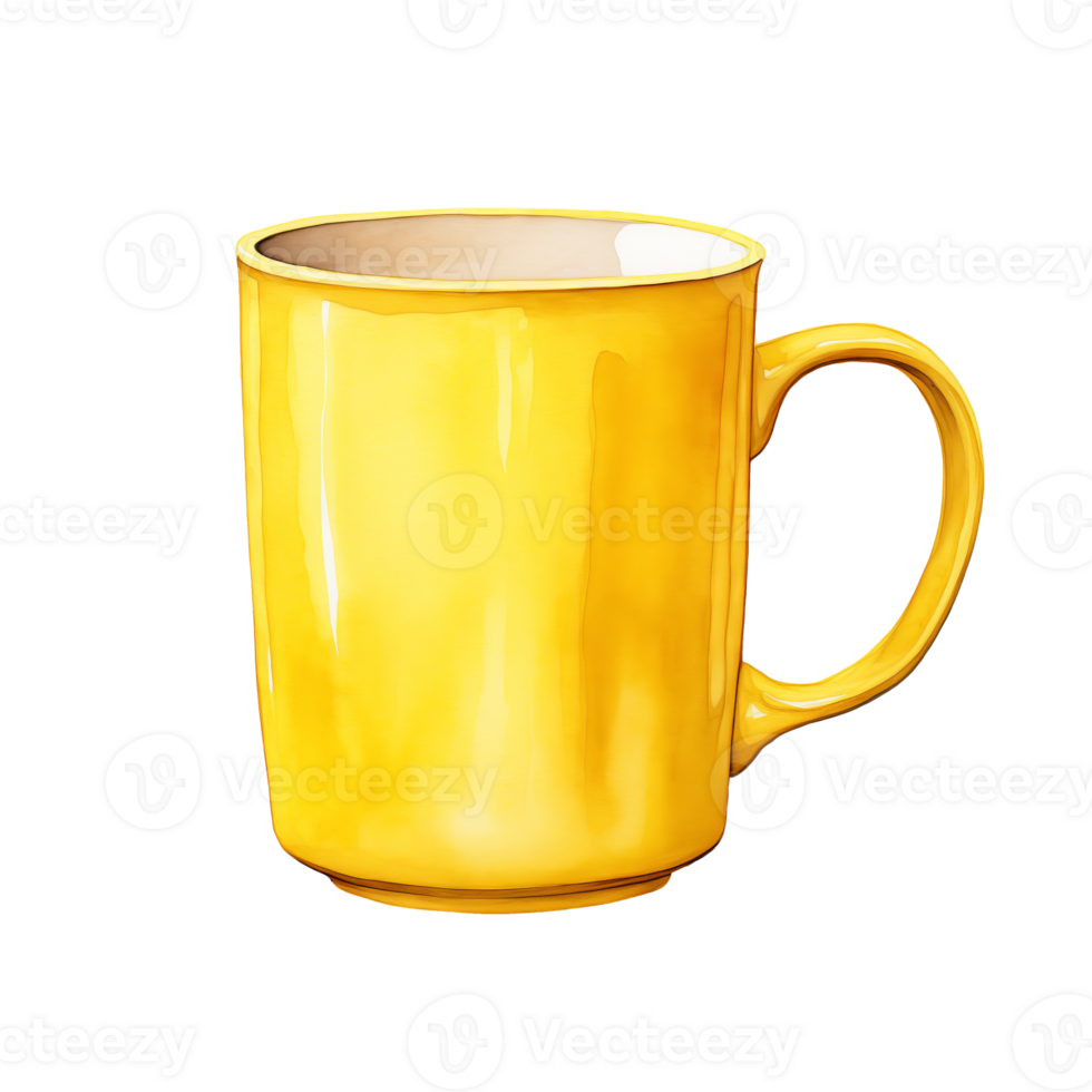 AI generated Watercolor Yellow Mug isolated on a transparent background. png