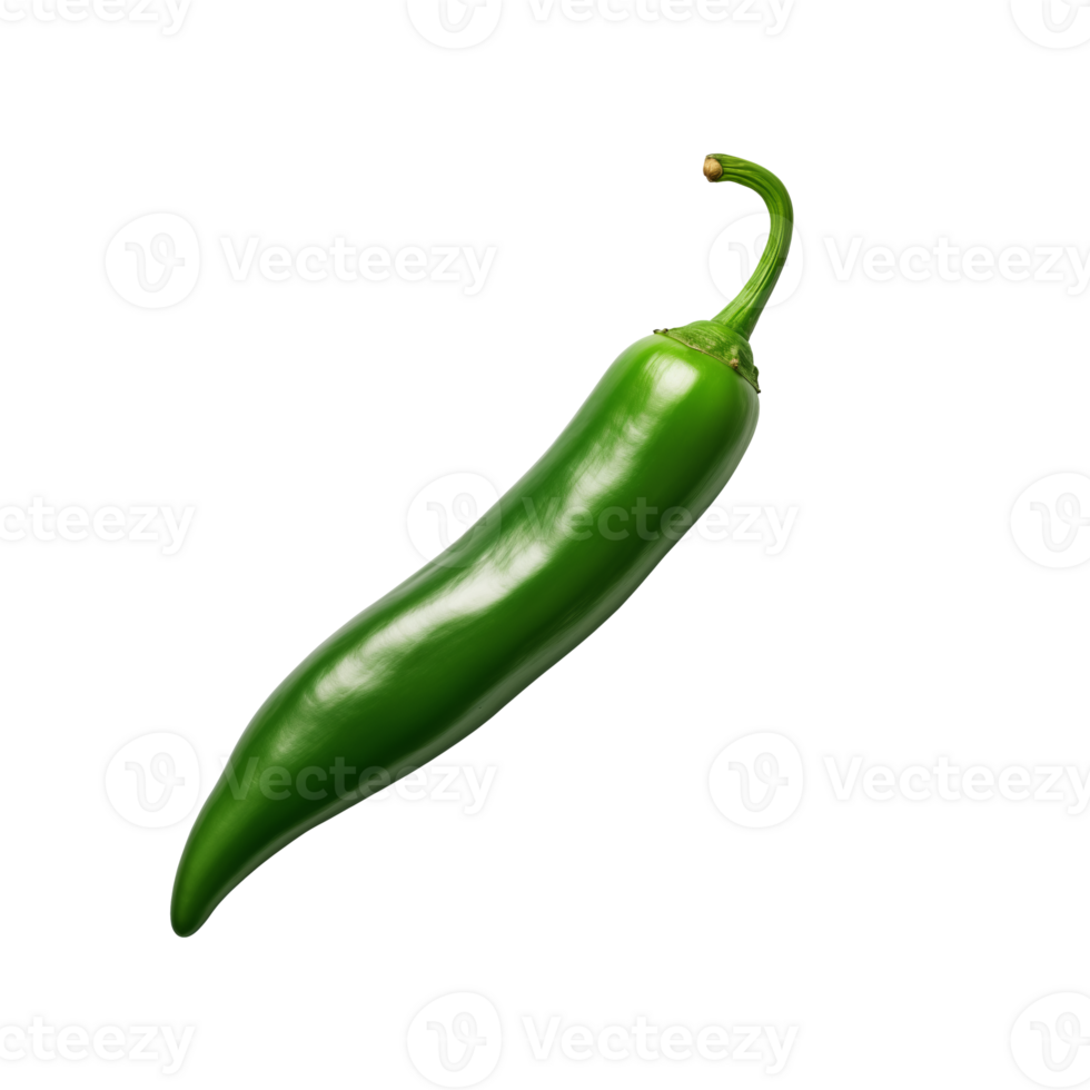 AI generated Green Hot Chili Pepper isolated on a transparent background. png