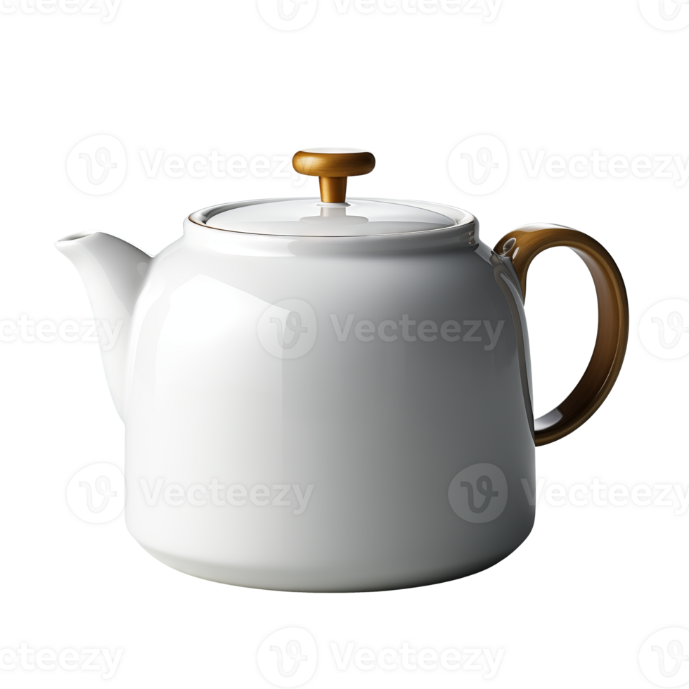 AI generated Teapot white ceramic isolated on a transparent background. png