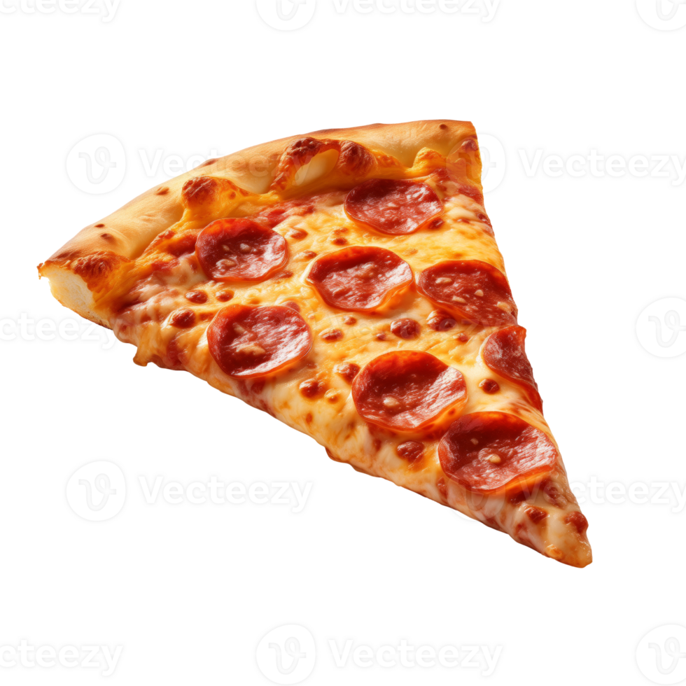 AI generated Pepperoni Pizza Slice isolated on a transparent background. png