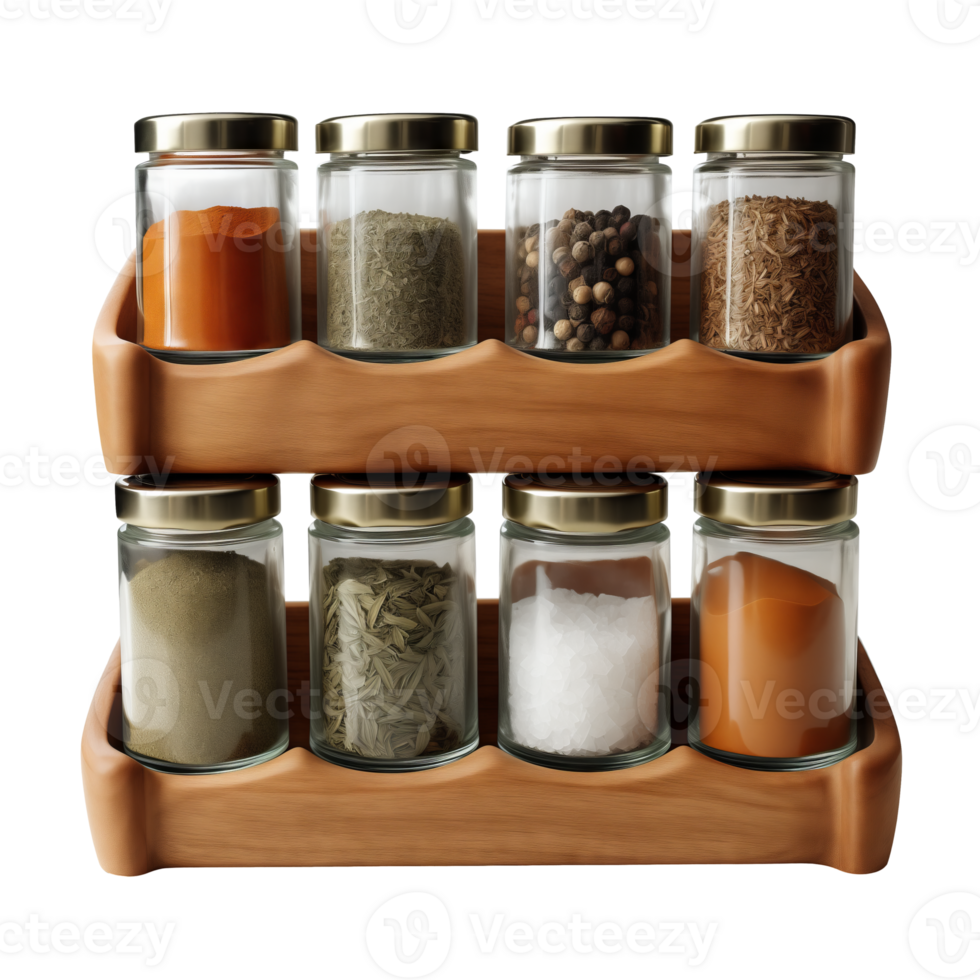 AI generated Wooden Spice Rack isolated on a transparent background. png