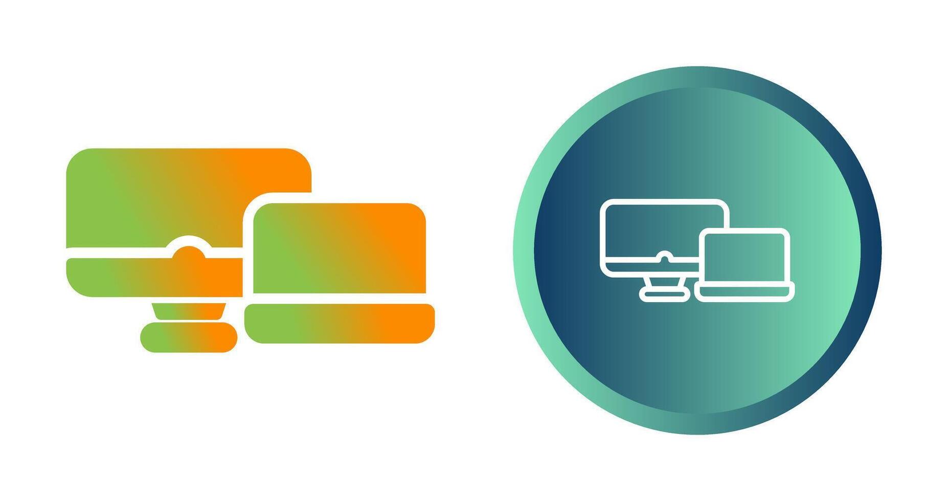 Laptop with desktop comput Vector Icon