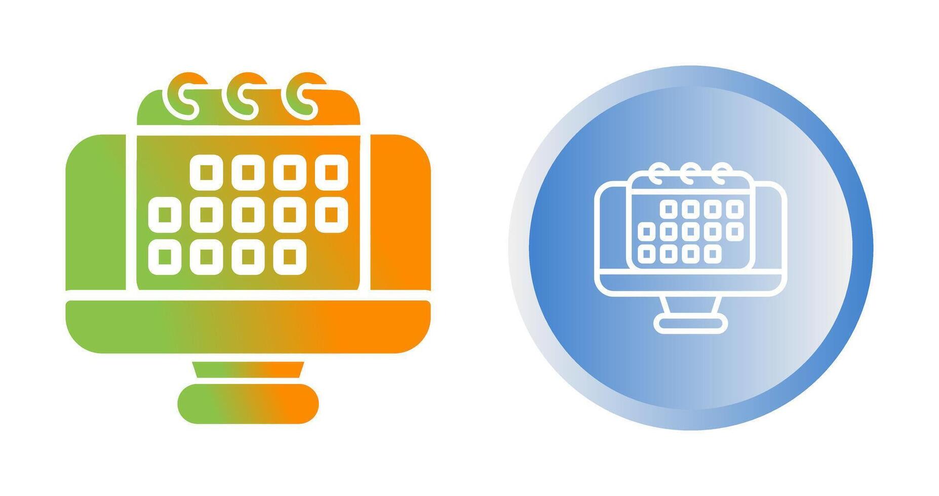 Desktop computer with cale Vector Icon