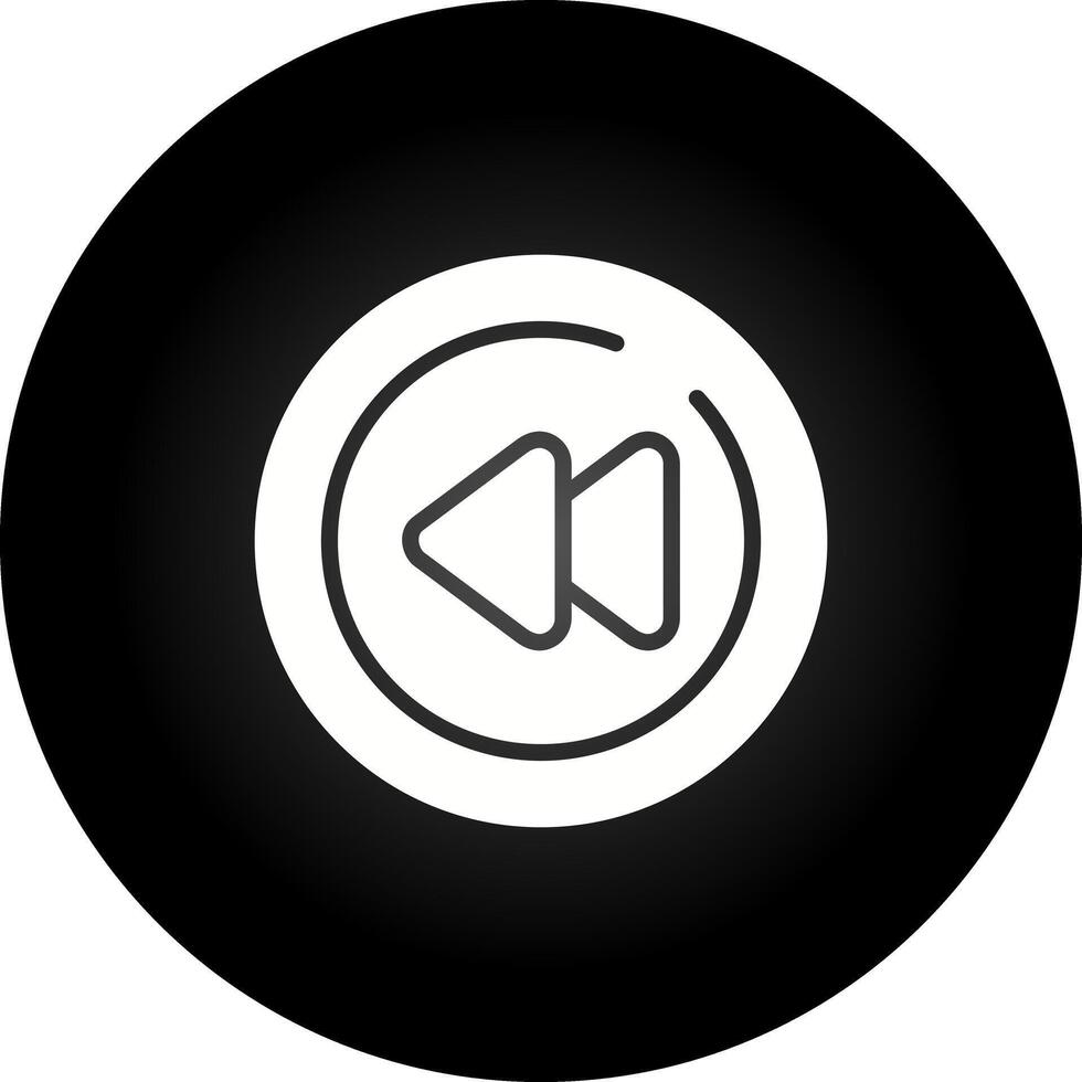 vídeo rebobinar circulo vector icono