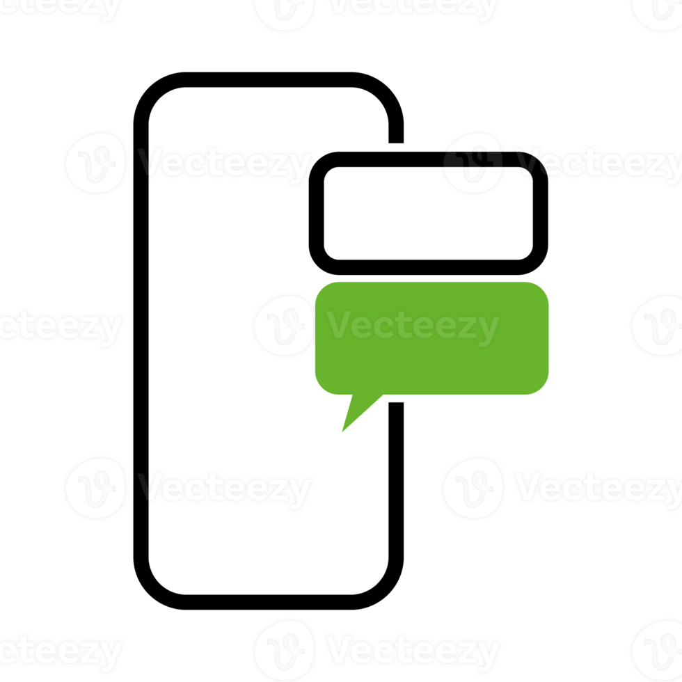 phone with bubble text message icon. smartphone conversation message text symbol signs png