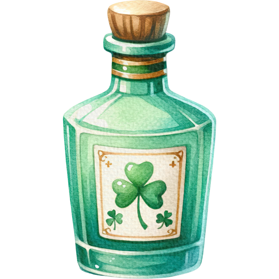 ai generado irlandesa verde whisky S t. patrick's día linda acuarela png