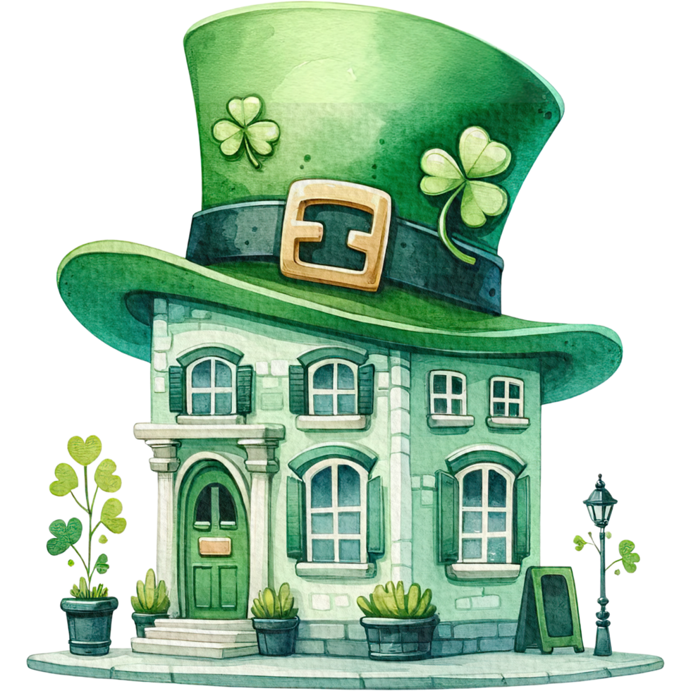 AI generated Hat Irish bar, Irish pub, Ireland bar, St. Patrick's Day cute watercolor png