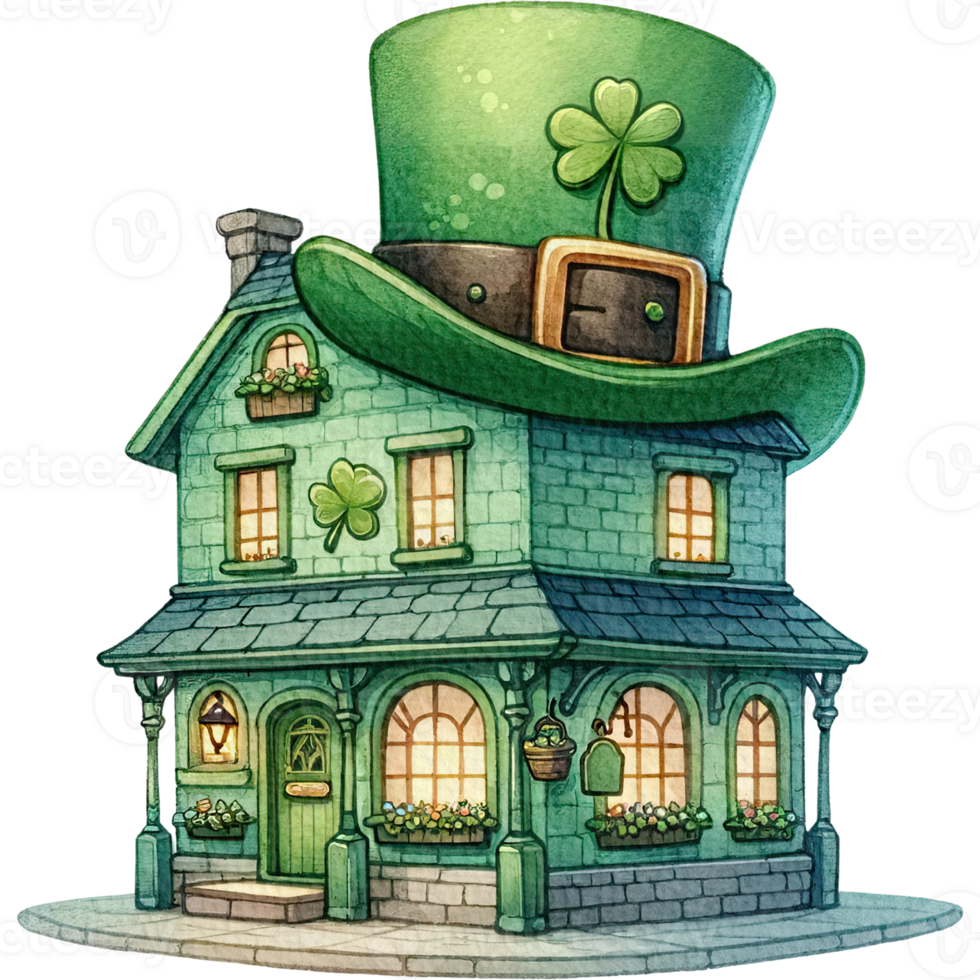AI generated Hat Irish bar, Irish pub, Ireland bar, St. Patrick's Day cute watercolor png