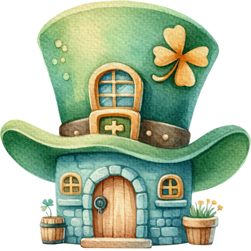 AI generated Hat Irish bar, Irish pub, Ireland bar, St. Patrick's Day cute watercolor png